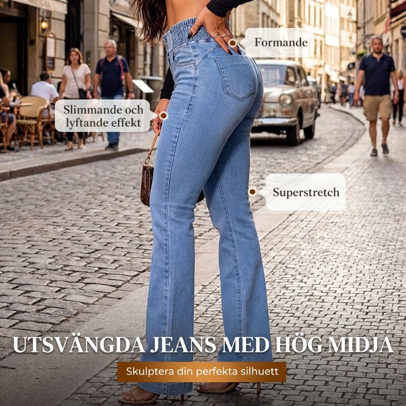 Högmidjade Jeans med Vida Ben – Vintage Wash Blue 👖 Smickrande passform och komfort