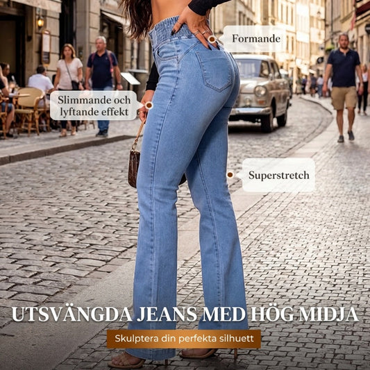 Högmidjade Jeans med Vida Ben – Vintage Wash Blue 👖 Smickrande passform och komfort