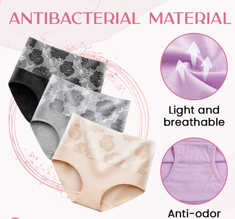 Hygroskopiska antibakteriella bomulls hög midja trosor med magkontroll