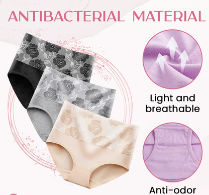 Hygroskopiska antibakteriella bomulls hög midja trosor med magkontroll