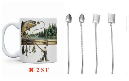 Keramisk kaffekopp med fisketema