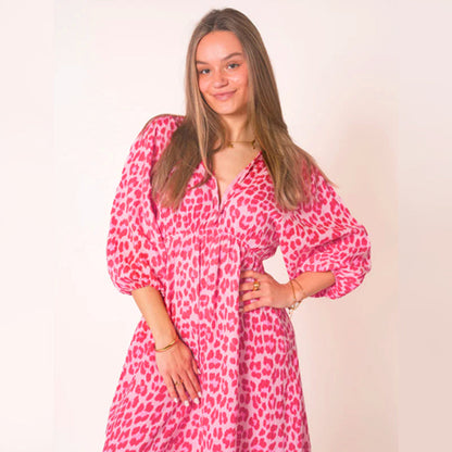 🔥🎁Nyhet 50 % RABATT🔥🔥V-ringad klänning med tryck för kvinnor