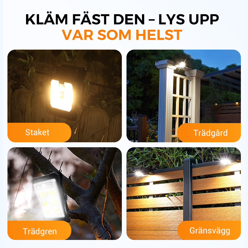 🌿Solcellslampa med rörelsesensor – Köp 2 nu, få 1 gratis! Perfekt för trädgården, balkongen och terrassen! 🏡