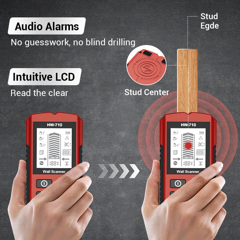 Professionell 5-i-1 Väggscanner – Hitta reglar, metall och elledningar säkert