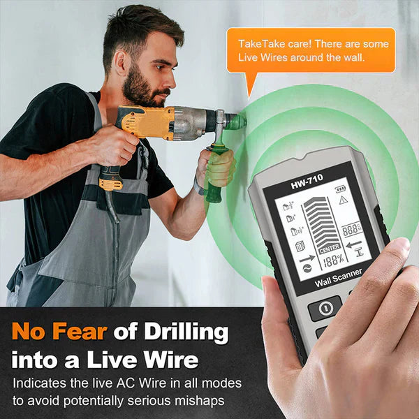 Professionell 5-i-1 Väggscanner – Hitta reglar, metall och elledningar säkert