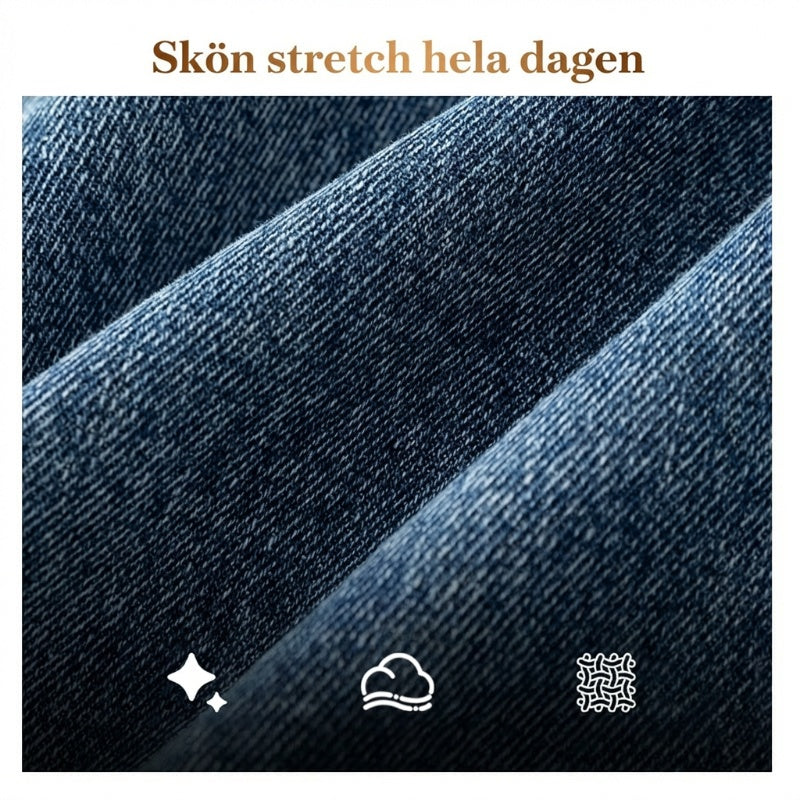 Högmidjade Jeans med Vida Ben – Vintage Wash Blue 👖 Smickrande passform och komfort