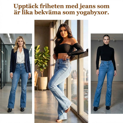 Högmidjade Jeans med Vida Ben – Vintage Wash Blue 👖 Smickrande passform och komfort