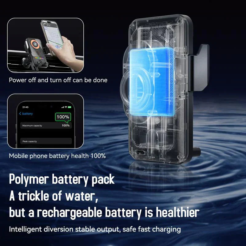 Genomskinlig 2-i-1 Mobilhållare & Trådlös Laddare (15W)