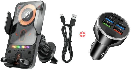 Genomskinlig 2-i-1 Mobilhållare & Trådlös Laddare (15W)