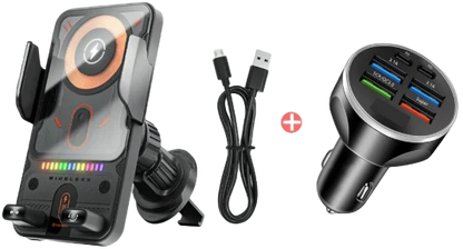 Genomskinlig 2-i-1 Mobilhållare & Trådlös Laddare (15W)