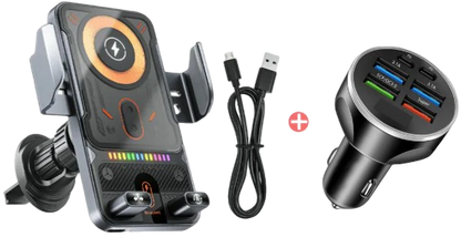 Genomskinlig 2-i-1 Mobilhållare & Trådlös Laddare (15W)