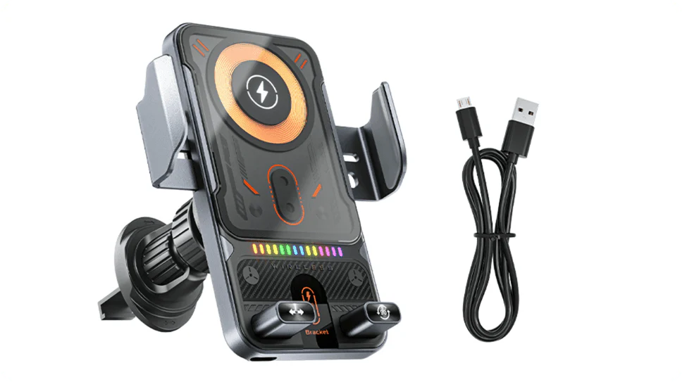 Genomskinlig 2-i-1 Mobilhållare & Trådlös Laddare (15W)