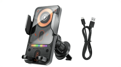 Genomskinlig 2-i-1 Mobilhållare & Trådlös Laddare (15W)