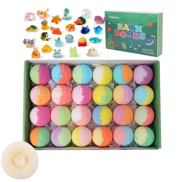 🛁 🎁 Badbomber för Barn med Överraskning Inuti – Färgglada, Hudvänliga & Perfekta som Present 🏐
