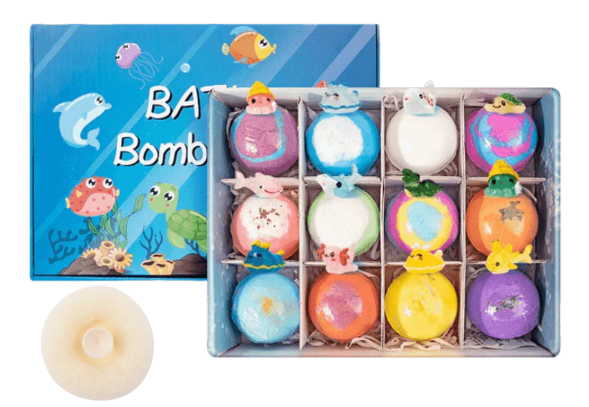 🛁 🎁 Badbomber för Barn med Överraskning Inuti – Färgglada, Hudvänliga & Perfekta som Present 🏐