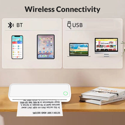 Trådlös A4 mini termisk skrivare med papper