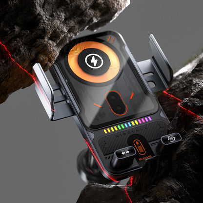 Genomskinlig 2-i-1 Mobilhållare & Trådlös Laddare (15W)