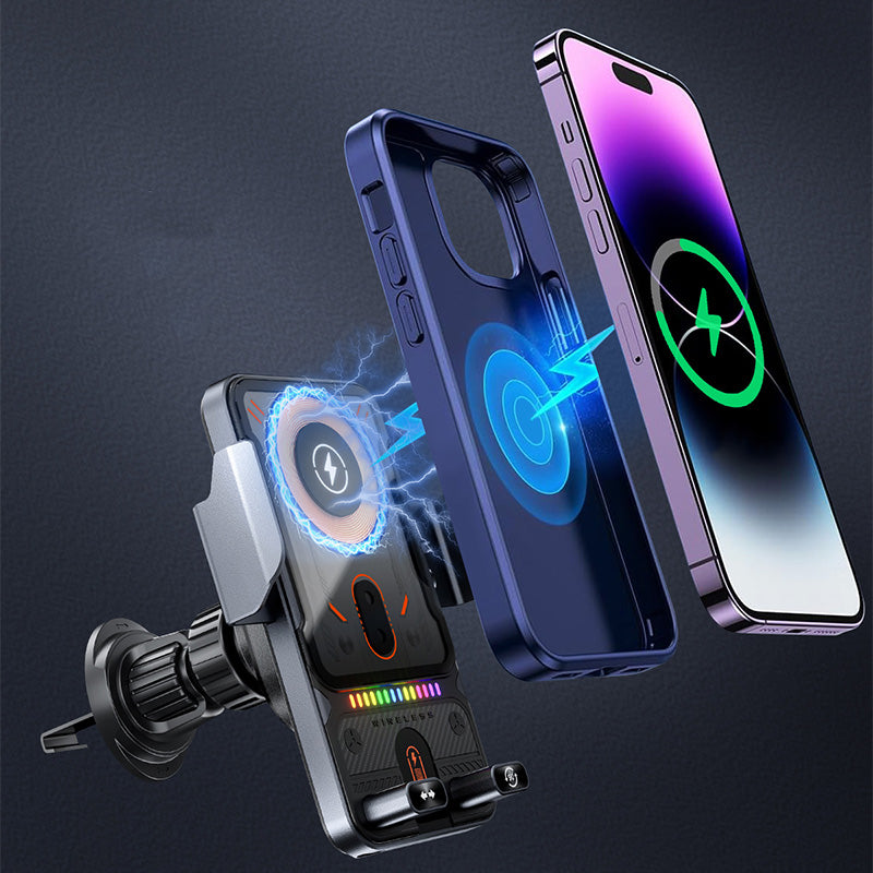Genomskinlig 2-i-1 Mobilhållare & Trådlös Laddare (15W)