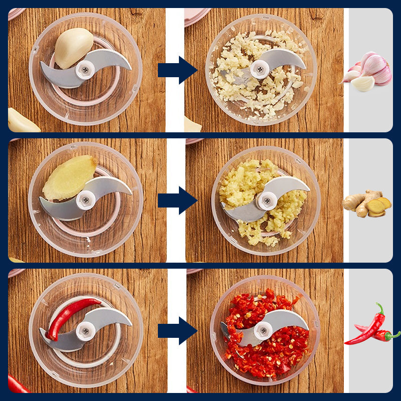 Trådlös Minihackare – Uppladdningsbar & Smidig 🧅 För vitlök, chili och barnmat