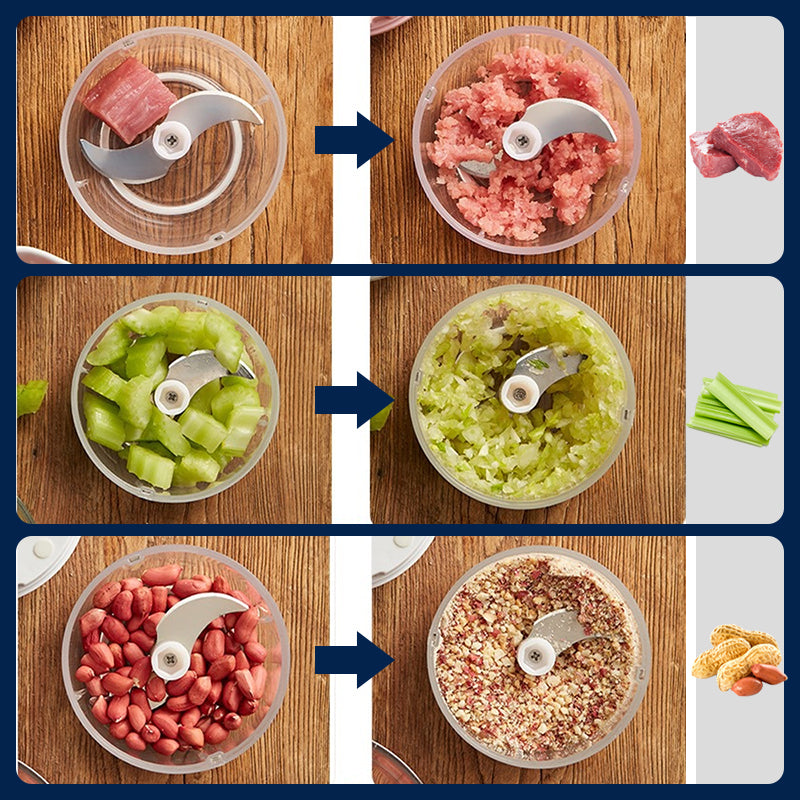 Trådlös Minihackare – Uppladdningsbar & Smidig 🧅 För vitlök, chili och barnmat