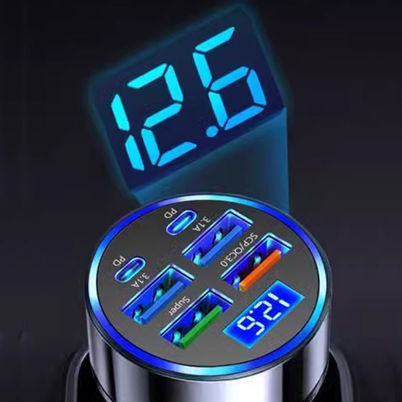 6-portig BilLaddare Cigarettljusadapter