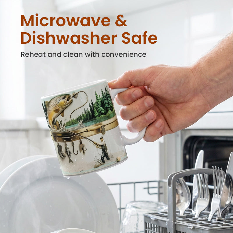 Keramisk kaffekopp med fisketema