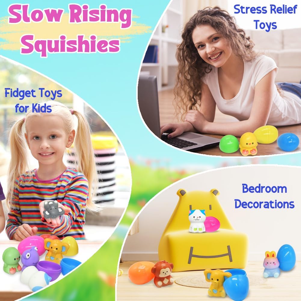 🔥Påskens bästa present 50 % RABATT – 🎁24 ST påskägg med förfyllda, långsamt stigande squishy-leksaker