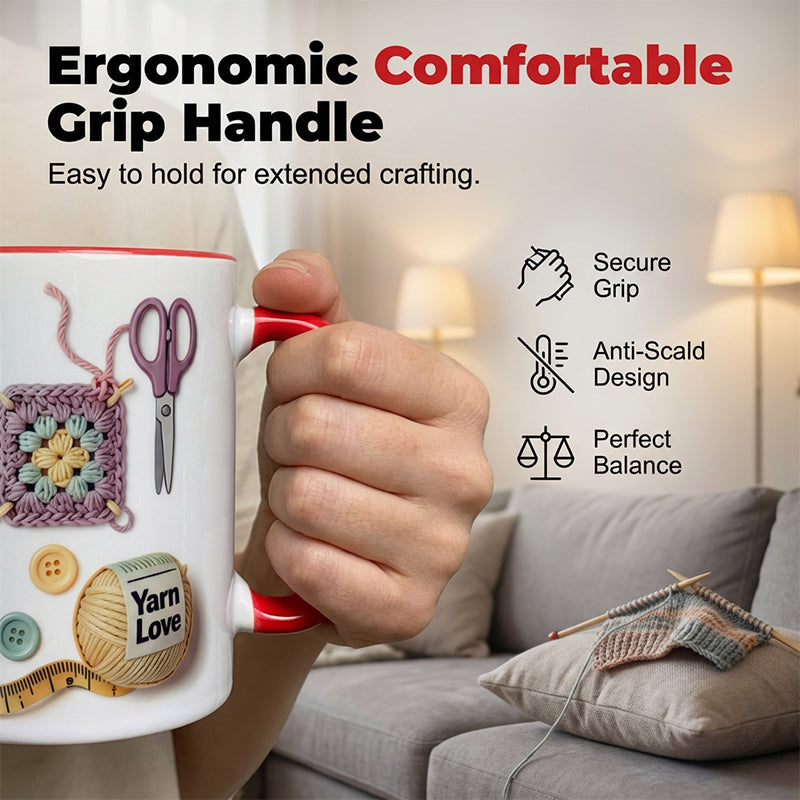 Keramisk Kaffemugg med Virk- och Sticktema